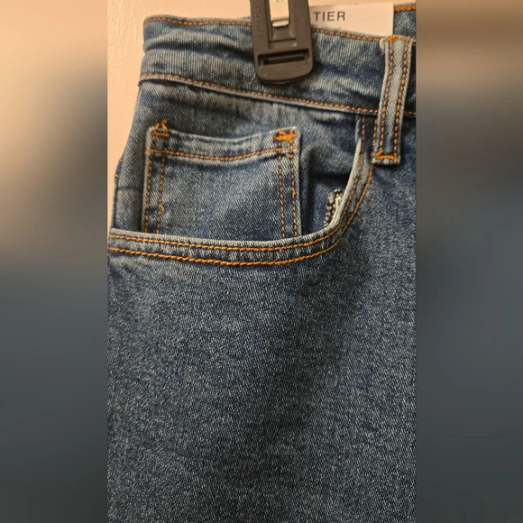 Dark Washed Mom Jeans With Rolled Up Denim - Picture 8 of 13
